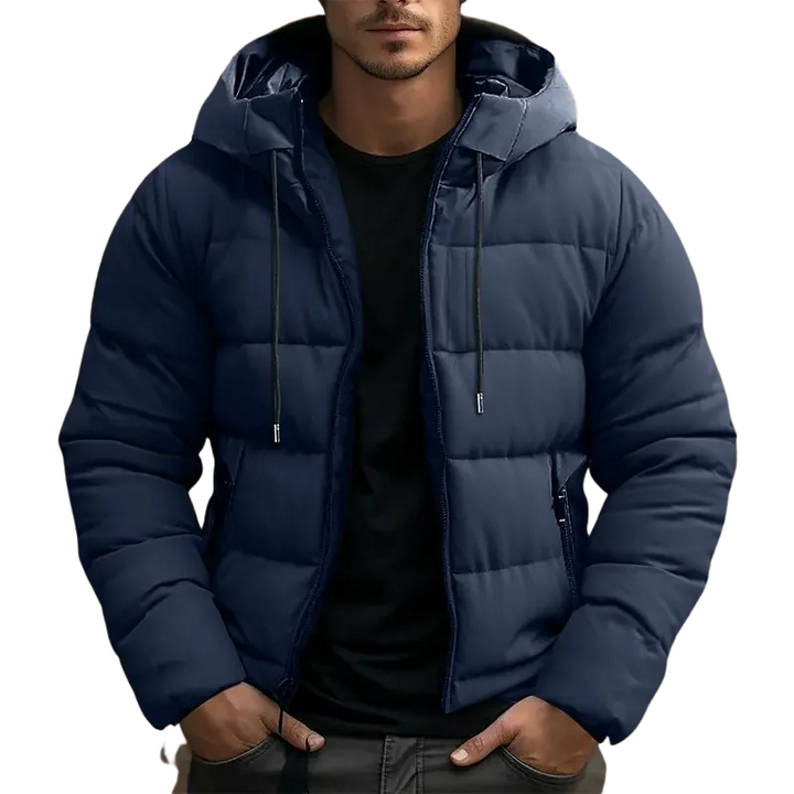 Paul Hooded Puffer Jacket for Men — Quilted & Warm – Navy Blue