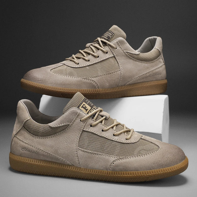 Ricky Cushioned Retro Sneakers with Gum Sole – Khaki