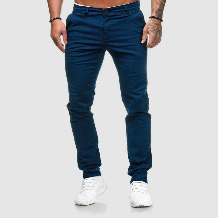Kendall Men's Slim-Fit Chinos — Flat Front, Tapered Leg – Blue