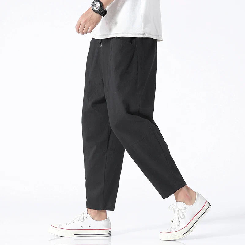 Men's Cropped Drawstring Pants — Relaxed Everyday Fit – Black