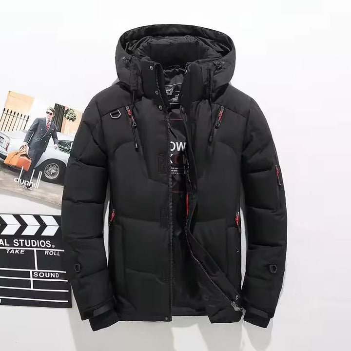 Men's Duck Down Puffer Parka — Hooded, Wind & Water Resistant – Black