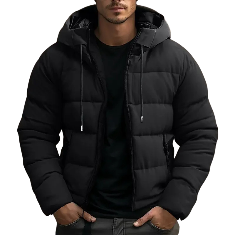 Paul Hooded Puffer Jacket for Men — Quilted & Warm – Black