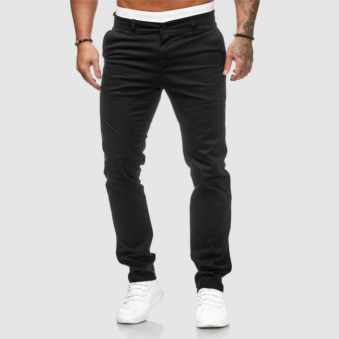 Kendall Men's Slim-Fit Chinos — Flat Front, Tapered Leg – Black