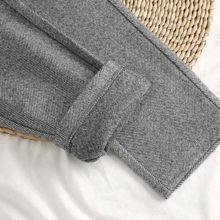 Clayton Herringbone Tailored Trousers — Straight Leg – Gray