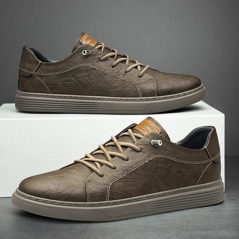 Ty Men's Lace-Up Low-Top Casual Sneakers – Brown