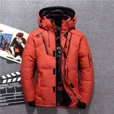 Men's Duck Down Puffer Parka — Hooded, Wind & Water Resistant – Orange
